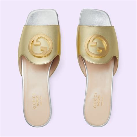 women's gucci nojum slide sandal|Women's Gucci Nojum slide sandal in Silver Leather .